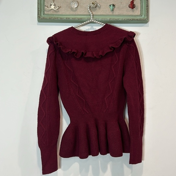 Ted Baker London Elsahi Yoke Detail Peplum Sweater size 2 maroon new with tags - Picture 10 of 11